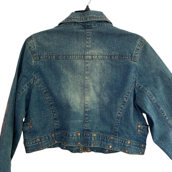 PARIS BLUES Denim Stone Wash Cropped Jacket Riveted Zippered Size 1X NWT - Picture 3 of 15